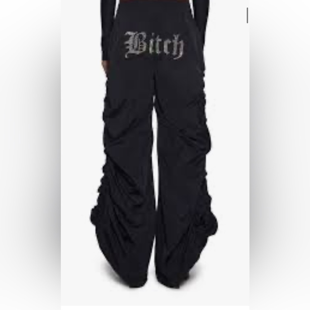 Dolls Kill Poster Girl B!tch Not Nice Wide Leg Nylon Pants RARE NWT small